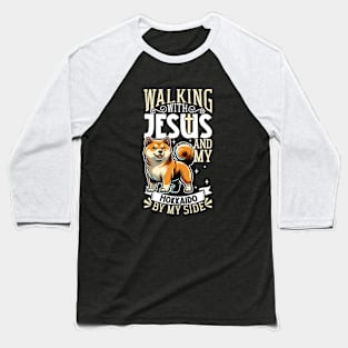 Jesus and dog - Ainu Dog Baseball T-Shirt